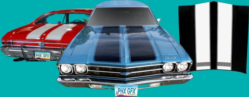 1968-69 Chevelle Malibu SS Flat Non-SS Hood and Deck VINYL Stripes Kit